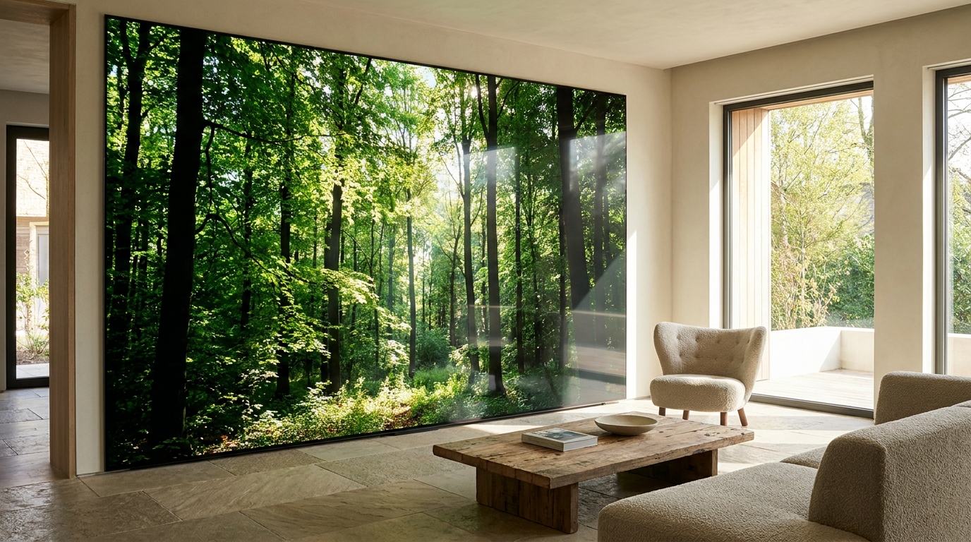 Цифрові мурали на базі гнучких OLED: картини на стінах, що змінюються залежно від погоди чи вашого настрою.