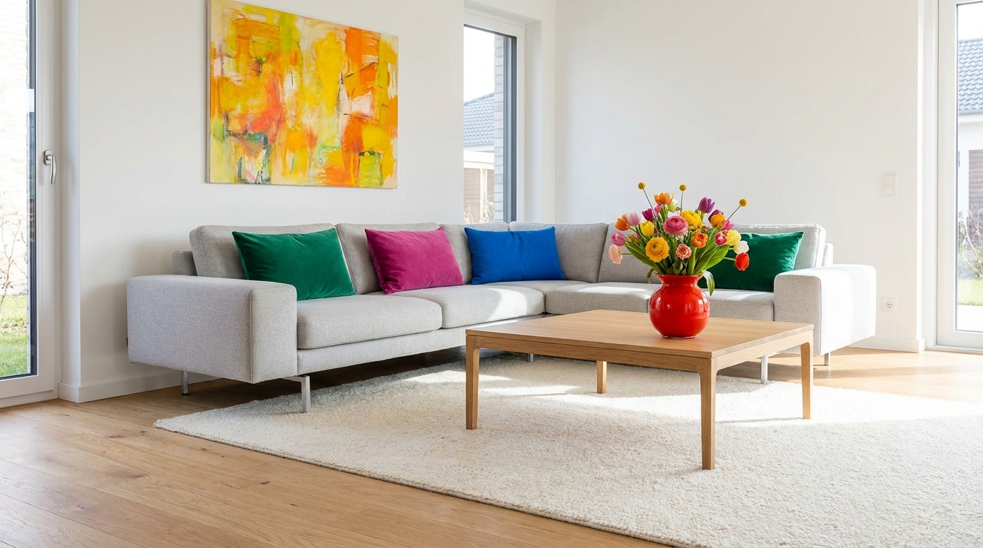 Як додати яскраві кольорові акценти в нейтральний інтер'єр.