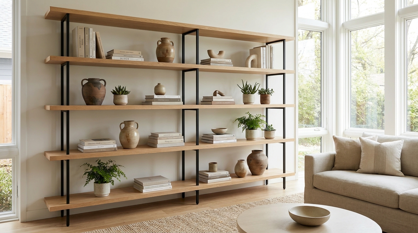 Як стилізувати відкриті полиці, щоб вони не виглядали захаращеними.