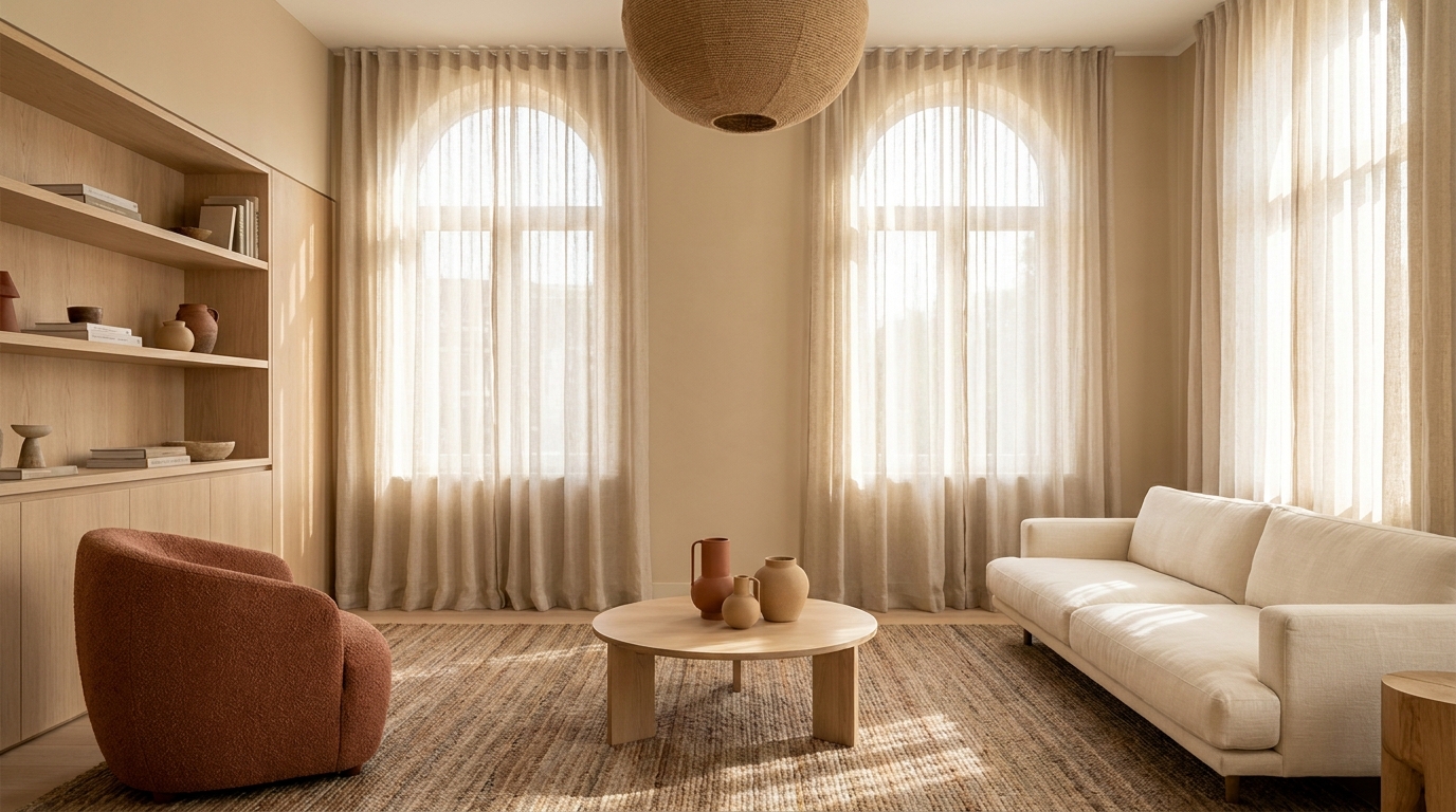 Теплий мінімалізм: забуваємо про холодний сірий, переходимо на кремові, пісочні та теракотові відтінки.